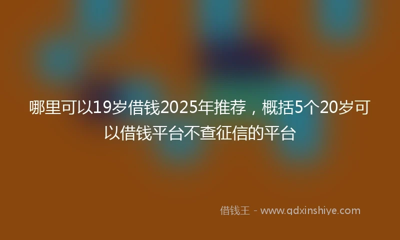 哪里可以19岁借钱2025年推荐，概括5个20岁可以借钱平台不查征信的平台