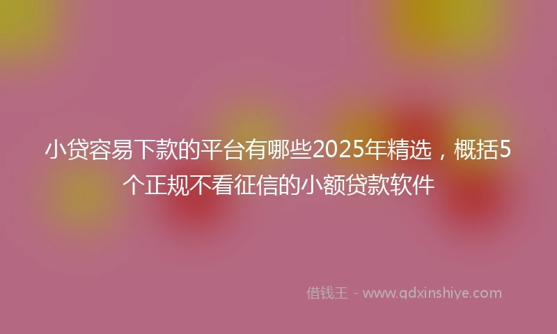 小贷容易下款的平台有哪些2025年精选，概括5个正规不看征信的小额贷款软件
