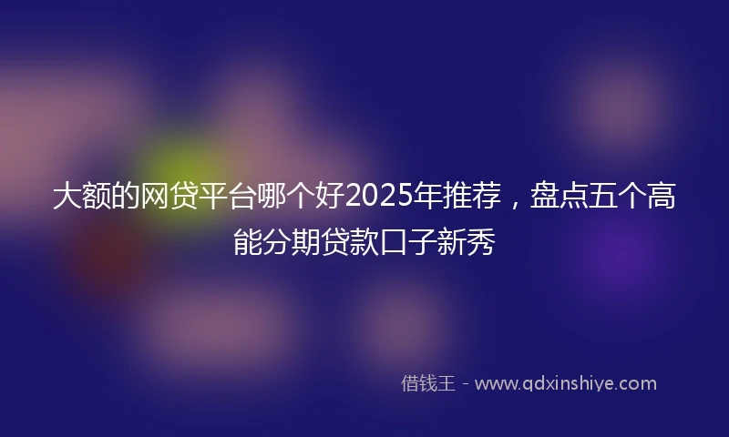 大额的网贷平台哪个好2025年推荐，盘点五个高能分期贷款口子新秀
