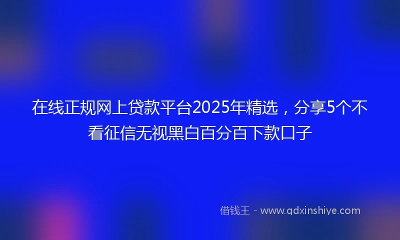 在线正规网上贷款平台2025年精选，分享5个不看征信无视黑白百分百下款口子