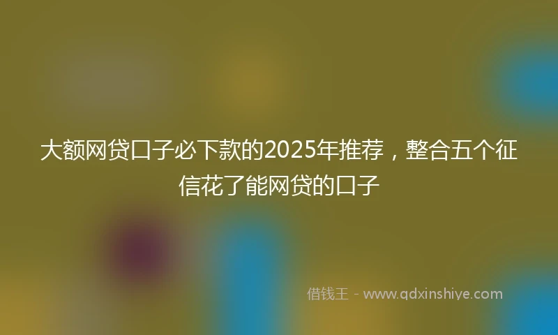 大额网贷口子必下款的2025年推荐，整合五个征信花了能网贷的口子