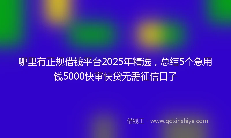 哪里有正规借钱平台2025年精选，总结5个急用钱5000快审快贷无需征信口子