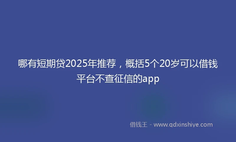 哪有短期贷2025年推荐，概括5个20岁可以借钱平台不查征信的app