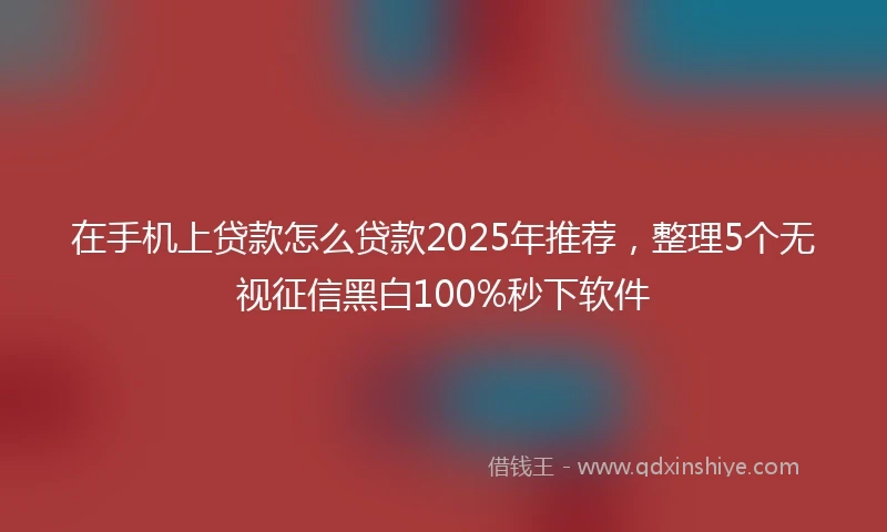 在手机上贷款怎么贷款2025年推荐，整理5个无视征信黑白100%秒下软件