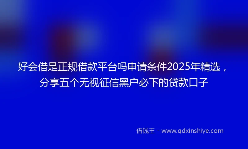 好会借是正规借款平台吗申请条件2025年精选，分享五个无视征信黑户必下的贷款口子