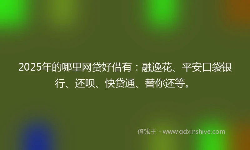 2025年的哪里网贷好借有：融逸花、平安口袋银行、还呗、快贷通、替你还等。