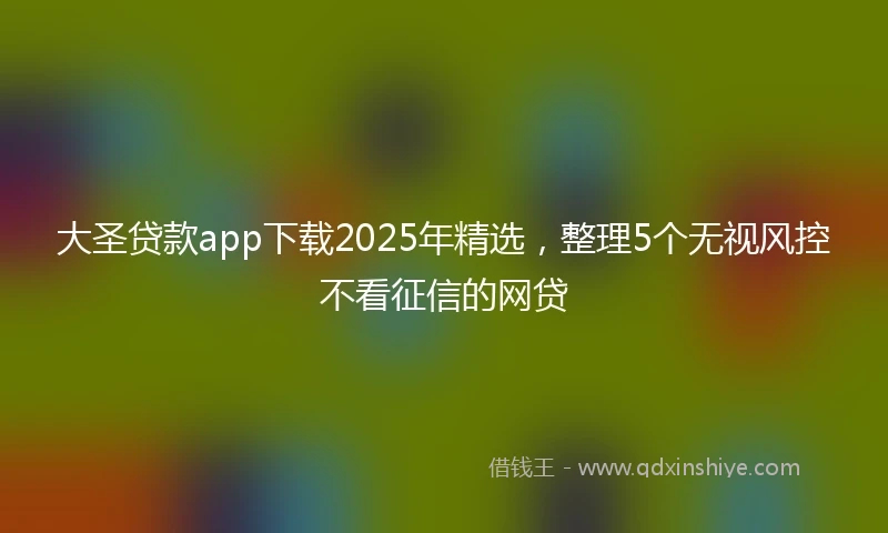 大圣贷款app下载2025年精选，整理5个无视风控不看征信的网贷