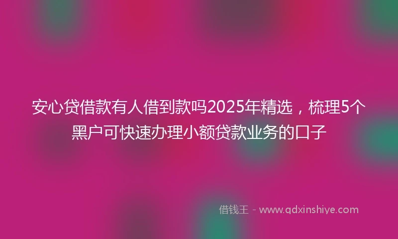 安心贷借款有人借到款吗2025年精选，梳理5个黑户可快速办理小额贷款业务的口子