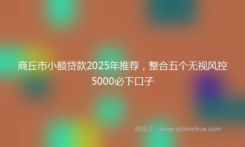 商丘市小额贷款2025年推荐,整合五个无视风控5000必下口子