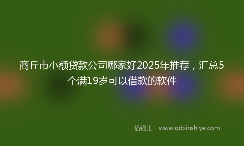 商丘市小额贷款公司哪家好2025年推荐，汇总5个满19岁可以借款的软件