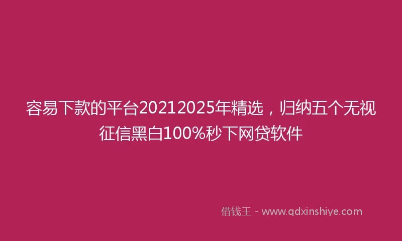 容易下款的平台20212025年精选，归纳五个无视征信黑白100%秒下网贷软件