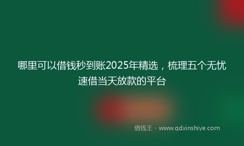 哪里可以借钱秒到账2025年精选，梳理五个无忧速借当天放款的平台