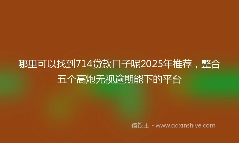 哪里可以找到714贷款口子呢2025年推荐，整合五个高炮无视逾期能下的平台