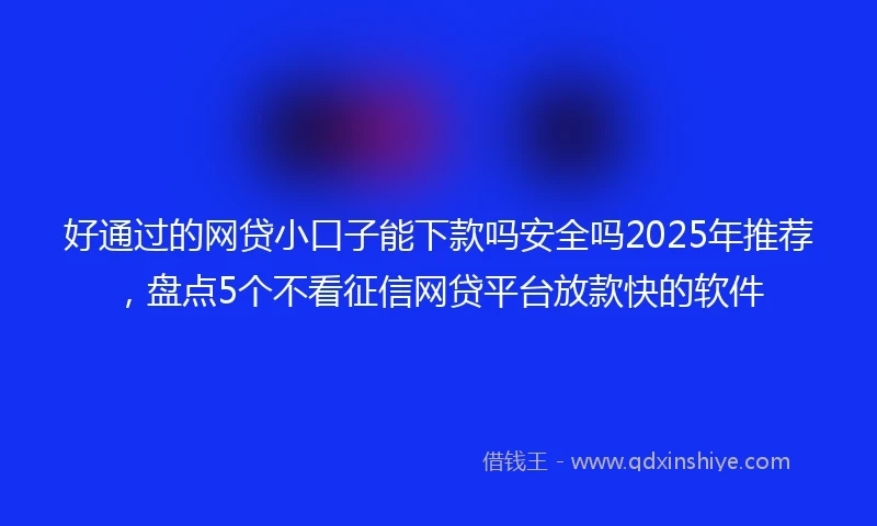 好通过的网贷小口子能下款吗安全吗2025年推荐，盘点5个不看征信网贷平台放款快的软件