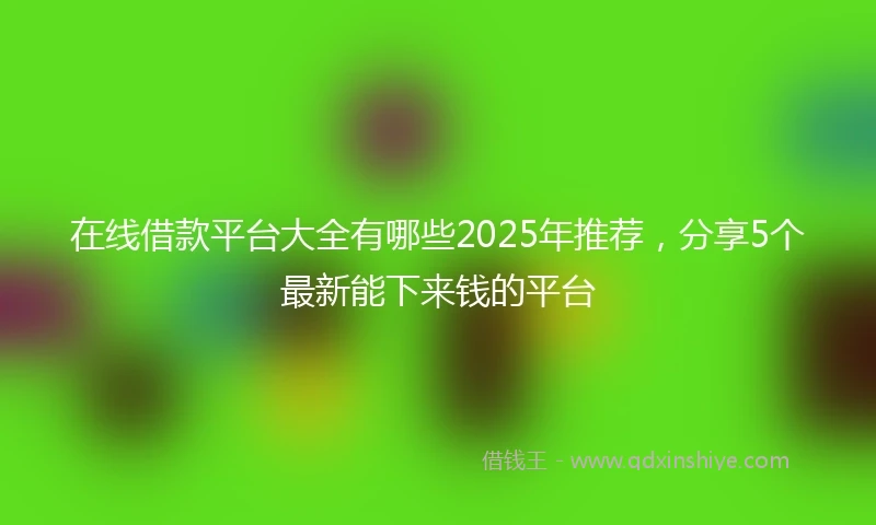 在线借款平台大全有哪些2025年推荐，分享5个最新能下来钱的平台