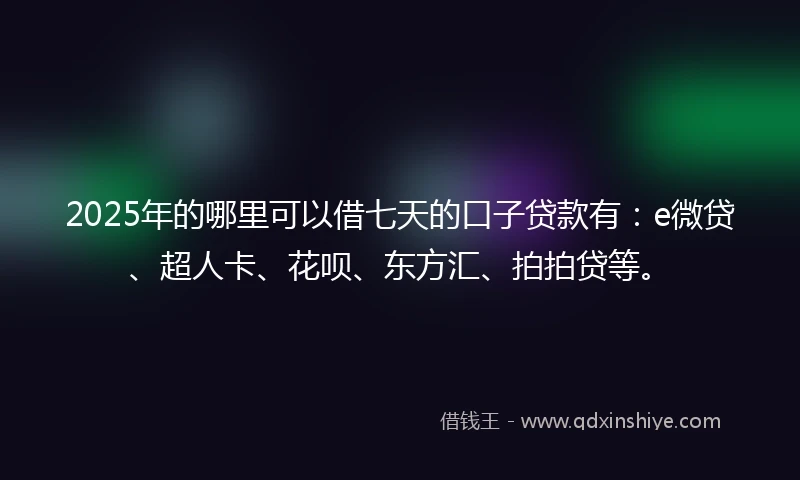 2025年的哪里可以借七天的口子贷款有：e微贷、超人卡、花呗、东方汇、拍拍贷等。