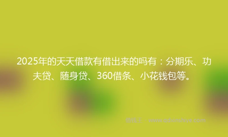 2025年的天天借款有借出来的吗有：分期乐、功夫贷、随身贷、360借条、小花钱包等。