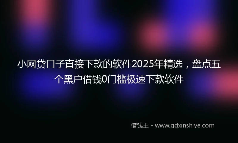 小网贷口子直接下款的软件2025年精选，盘点五个黑户借钱0门槛极速下款软件