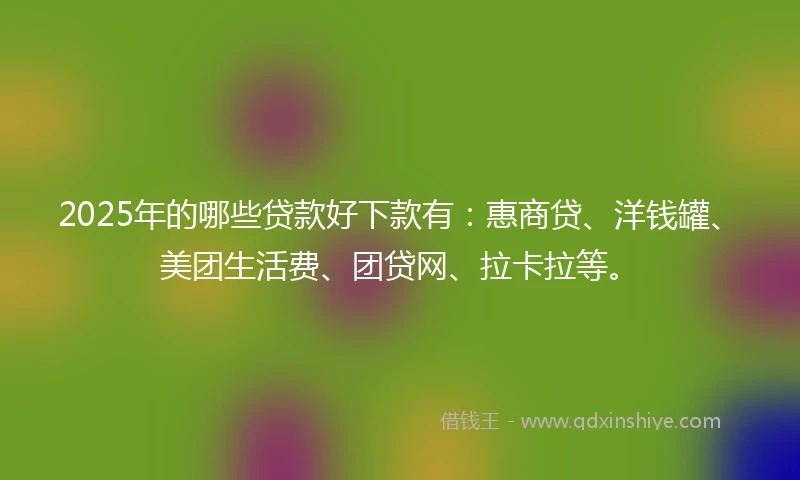 2025年的哪些贷款好下款有：惠商贷、洋钱罐、美团生活费、团贷网、拉卡拉等。