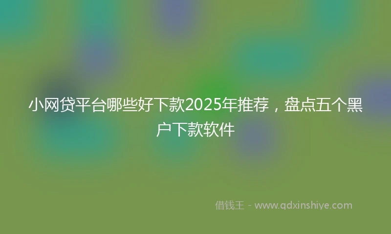小网贷平台哪些好下款2025年推荐，盘点五个黑户下款软件