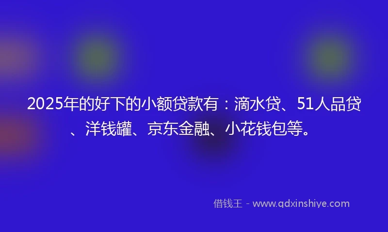 2025年的好下的小额贷款有：滴水贷、51人品贷、洋钱罐、京东金融、小花钱包等。