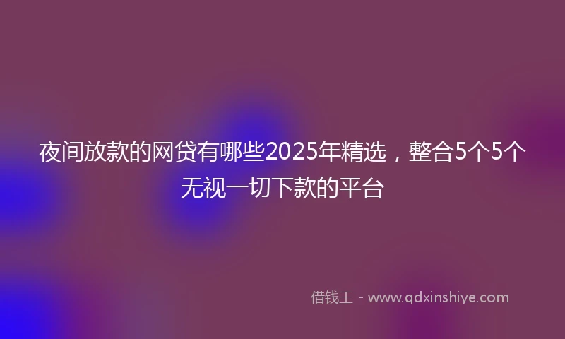 夜间放款的网贷有哪些2025年精选，整合5个5个无视一切下款的平台