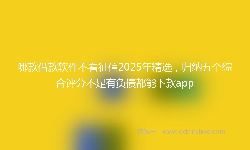 哪款借款软件不看征信2025年精选，归纳五个综合评分不足有负债都能下款app