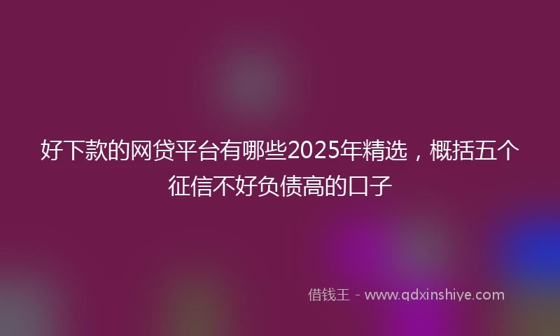 好下款的网贷平台有哪些2025年精选，概括五个征信不好负债高的口子