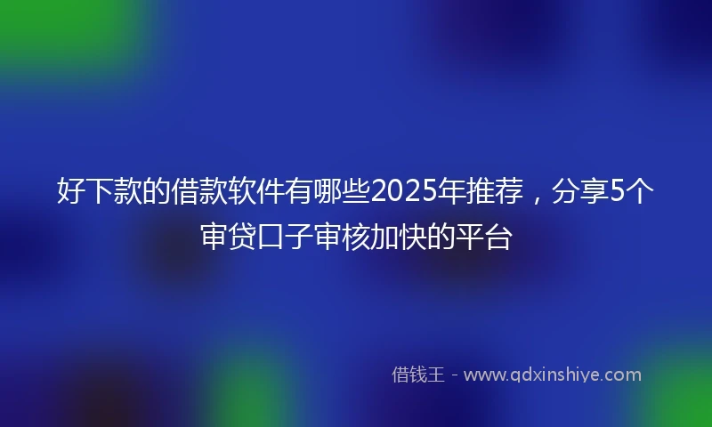 好下款的借款软件有哪些2025年推荐，分享5个审贷口子审核加快的平台