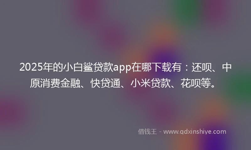 2025年的小白鲨贷款app在哪下载有：还呗、中原消费金融、快贷通、小米贷款、花呗等。