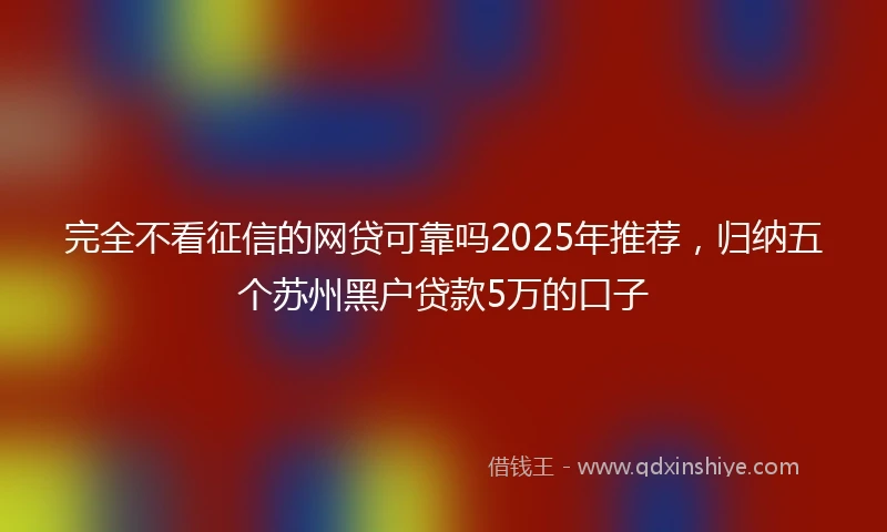 完全不看征信的网贷可靠吗2025年推荐，归纳五个苏州黑户贷款5万的口子