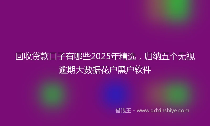 回收贷款口子有哪些2025年精选，归纳五个无视逾期大数据花户黑户软件