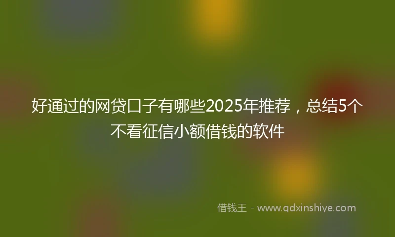 好通过的网贷口子有哪些2025年推荐，总结5个不看征信小额借钱的软件
