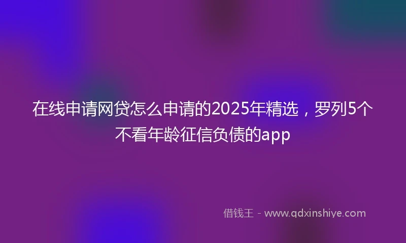 在线申请网贷怎么申请的2025年精选，罗列5个不看年龄征信负债的app