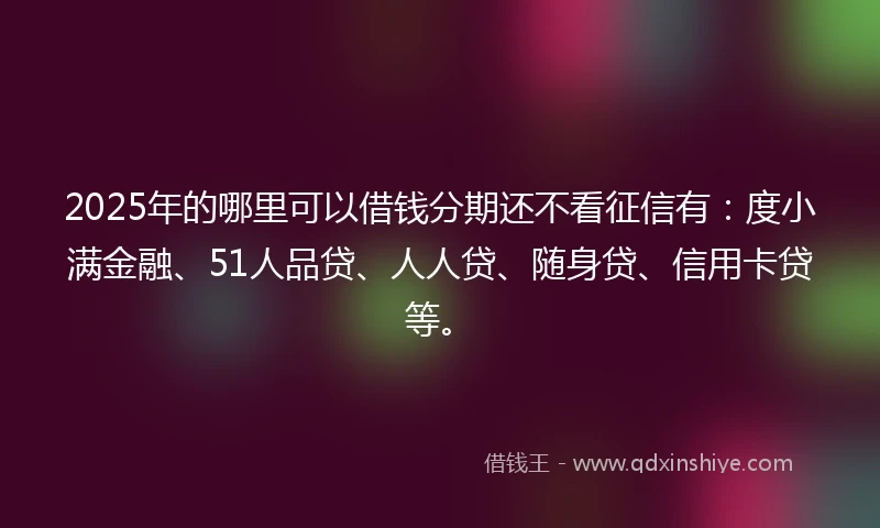 2025年的哪里可以借钱分期还不看征信有：度小满金融、51人品贷、人人贷、随身贷、信用卡贷等。