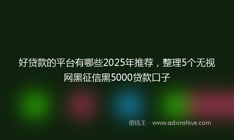 好贷款的平台有哪些2025年推荐，整理5个无视网黑征信黑5000贷款口子