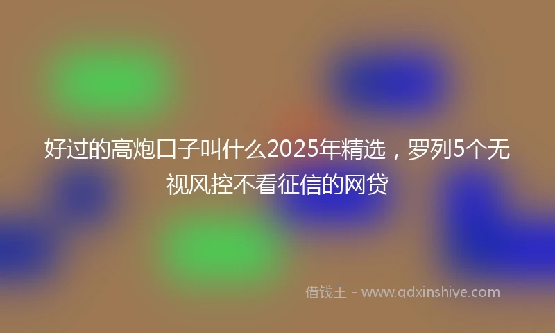 好过的高炮口子叫什么2025年精选，罗列5个无视风控不看征信的网贷