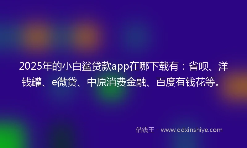 2025年的小白鲨贷款app在哪下载有：省呗、洋钱罐、e微贷、中原消费金融、百度有钱花等。