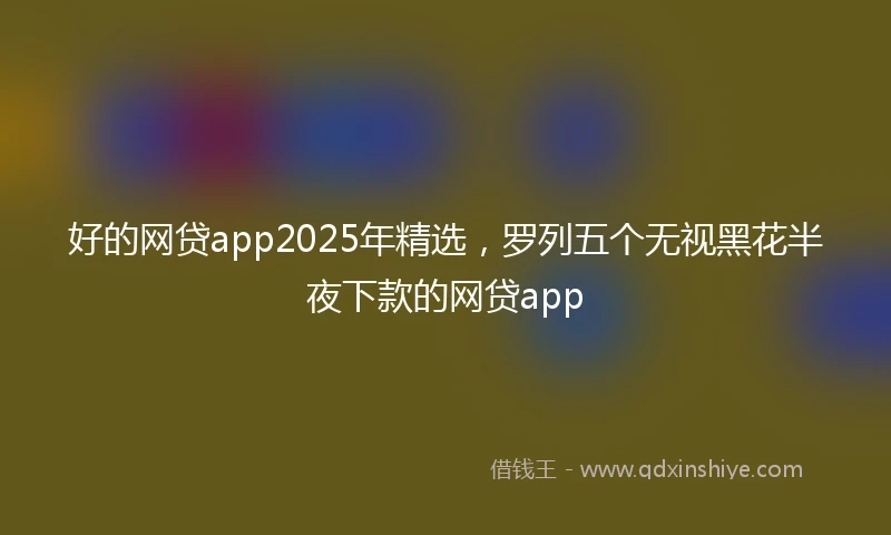 好的网贷app2025年精选，罗列五个无视黑花半夜下款的网贷app