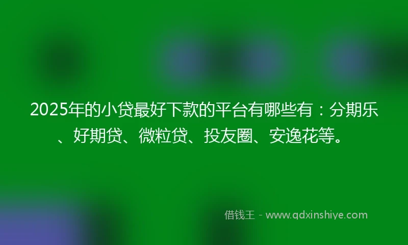2025年的小贷最好下款的平台有哪些有：分期乐、好期贷、微粒贷、投友圈、安逸花等。