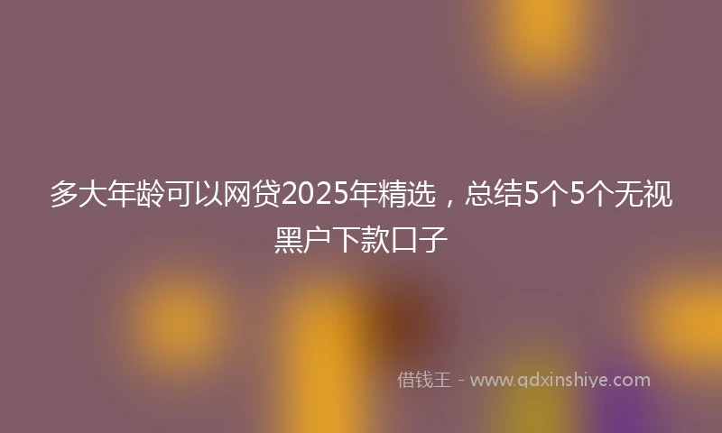多大年龄可以网贷2025年精选，总结5个5个无视黑户下款口子