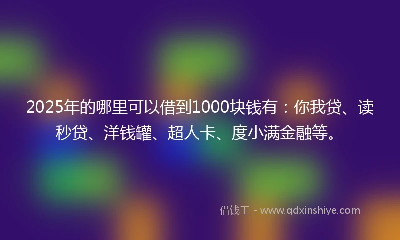 2025年的哪里可以借到1000块钱有：你我贷、读秒贷、洋钱罐、超人卡、度小满金融等。