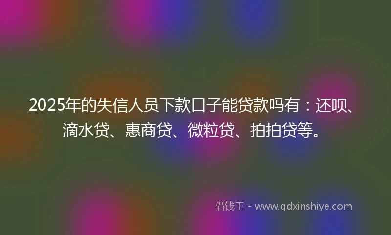 2025年的失信人员下款口子能贷款吗有:还呗、滴水贷、惠商贷、微粒贷、拍拍贷等。
