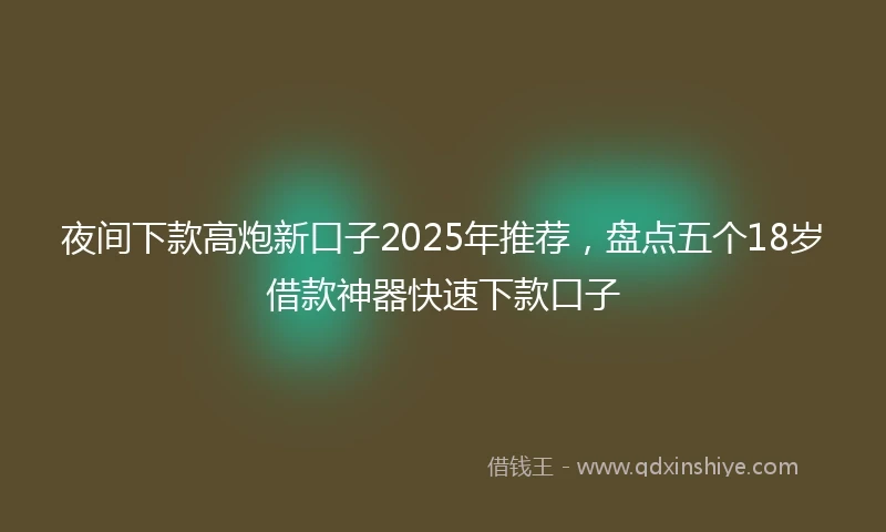 夜间下款高炮新口子2025年推荐,盘点五个18岁借款神器快速下款口子