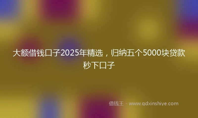 大额借钱口子2025年精选,归纳五个5000块贷款秒下口子