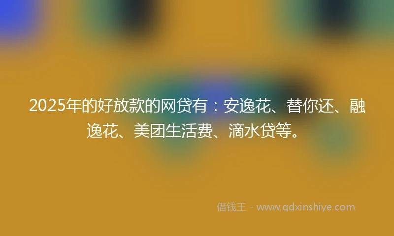2025年的好放款的网贷有：安逸花、替你还、融逸花、美团生活费、滴水贷等。