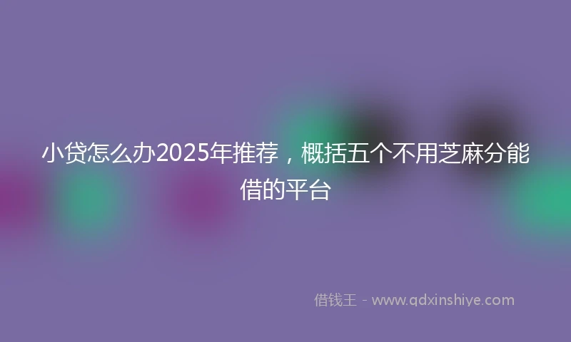 小贷怎么办2025年推荐，概括五个不用芝麻分能借的平台