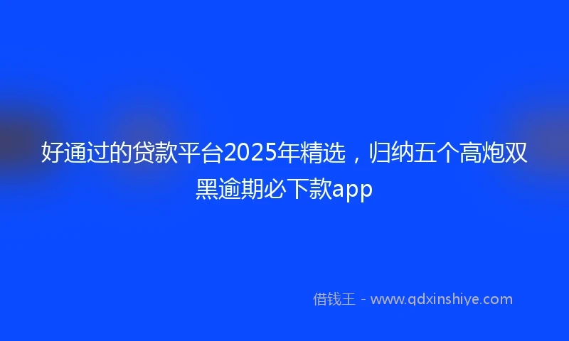 好通过的贷款平台2025年精选，归纳五个高炮双黑逾期必下款app