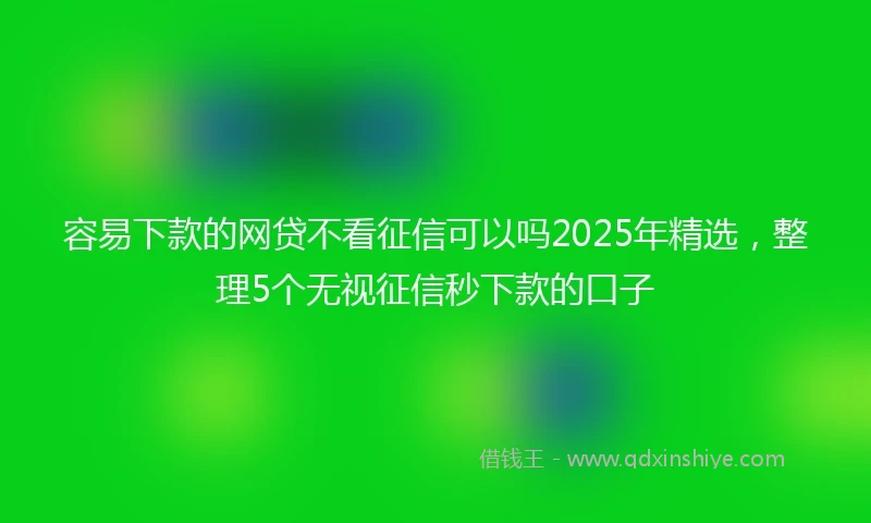 容易下款的网贷不看征信可以吗2025年精选，整理5个无视征信秒下款的口子