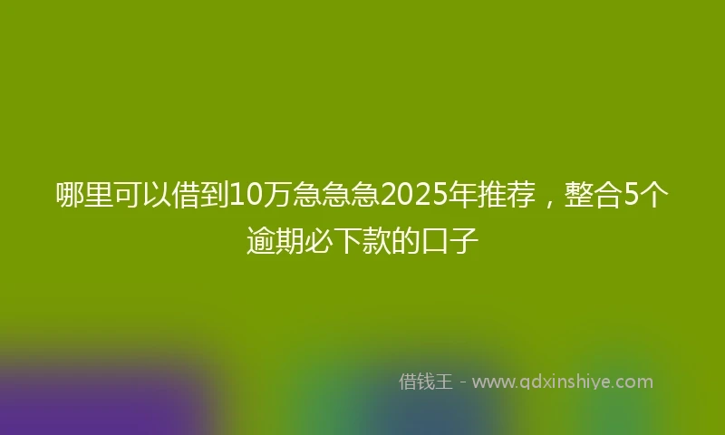 哪里可以借到10万急急急2025年推荐，整合5个逾期必下款的口子